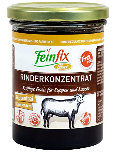 Feinfix Rinderkonzentrat 420g für 10 Liter Rinder-Fond | für Suppe und Sauce | Rind Fond Konzentrat Frei von | Glutenfrei | Kalorienarm | Laktosefrei | Ohne Hefeextrakt | J3-FZJ7-2AEK