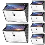 nipify Solarlampen für Außen mit Bewegungsmelder, 6 Stück 3 Modi Solarleuchten Aussenleuchte IP65 Wasserdichte, 168 LED Superhelle Solar Wandleuchte für Aussen Garage Wand