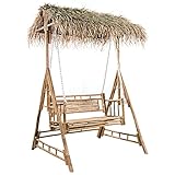 Kangmusi Hollywoodschaukel mit Palmblättern und Kissen 202 cm Bambus,3063934