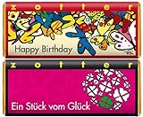 Zotter Mix Schokoladen-Set | handgeschöpfte Schokolade FAIR und BIO | Happy Birthday | Schokolade zum Geburtstag | Schokolade Glück | Schokolade Glückwunsch | 2x70g