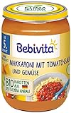 Bebivita Menüs ab 5. Monat Makkaroni mit Tomatensauce und Gemüse, 6er Pack (6 x 190g)