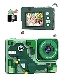 Kiztoys Kinder Kamera, 2,4 Zoll Digitalkamera Kinder, 1080P-HD Fotokamera Kinder, Dinosaurier Baubares DIY Selfie Kinderkamera, mit 32GB Speicherkarte, Geschenk für 6+ Jahre Jungen Mädchen