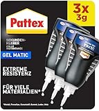 Pattex Sekundenkleber Ultra Matic Gel (3er-Pack x 3g), extra starkes Sekundenkleber Gel für schnelle, flexible Sofortreparaturen, wasserfester Kleber für die meisten Materialien*