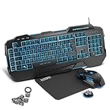 EMPIRE GAMING – Hellhounds Pack Gamer Deutsches QWERTZ Tastatur, Maus und Mousepad -Halbmechanisch – 33 Parametrierbare Makros - 7 Tasten 7200 DPI - LED RGB Hintergrundbeleuchtung - USB