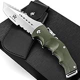 Wolfgangs UNDIQUE Zweihand Klappmesser aus feinem 440C Stahl - LEGAL in Deutschland zu führen - Outdoor Messer mit Multifunktions-Klinge - Starkes Survival Messer - Jagdmesser Bushcraft