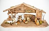 Holz und Gartentrends Weihnachtskrippe Krippe Krippenstall Weihnachten Weihnachtskrippen Tischkrippen Krippenfiguren (Weihnachtskrippe W11+Figuren)