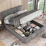 Zenithpath Doppelbett 140x200cm, Polsterbett aus Velvet Kopfteil Höhenverstellbar Hydraulisch Bett mit Stauraum, Bettgestell ohne Matratze