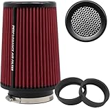 Universal kegelförmiger Luftfilter 76 mm 89 mm 101 mm hochleistungs Einlass Lufteinlass Rundkegel Luftfilter Reiniger für Racing Sport Auto 3 Größen in einem (Red)