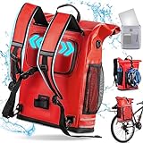 Elviros 3 in 1 Fahrradtaschen für Gepäckträger, Fahrradrucksack mit Laptoptasche, Fahrradrucksack, 20-33L, Geeignet als Gepäckträgertasche, Rucksack, Umhängetasche, Wasserdicht & Reflektierend,Rot