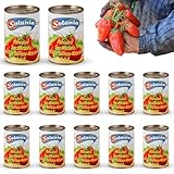 DELICRET - SOLANIA - San Marzano Tomaten DOP 12x 400g Dose mit Rezeptguide|ganze geschälte Pizzatomaten | Dosentomaten