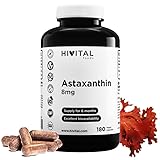 Astaxanthin 8 mg. 180 vegane Kapseln für eine 6-monatige Kur. Hergestellt aus 160 mg der natürlichen Alge Haematococcus Pluvialis mit 5% Astaxanthin, liefert also 8 mg reines Astaxanthin. Von Hivital