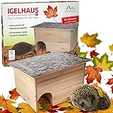 Gardigo® Igelhaus Bausatz aus Holz I Wetterfestes Dach I 48 x 29 x 38 cm I Vorgebohrtes Holz inkl. Holzschrauben I Igelhotel Igelhütte für Garten I Kleintierhaus Nagerhaus Meerschweinchenhaus