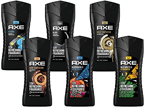 AXE 3in1 Duschgel Showergel Shampoo 6x 250ml beliebte Duftrichtungen, Body Face Hair Wash, Männerduschgel für langanhaltende Frische, dermatologisch getestet, intensive Pflege für Herren Männer Men