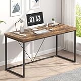 EXCEFUR Industrieller Computertisch, Holz und Metall, Heimbüro, Schreibtisch, Arbeitszimmer, PC-Tisch für Wohnzimmer, Schlafzimmer, rustikales Braun, 134,6 cm