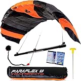 Wolkenstürmer® Paraflex Trainer 3-Leiner Lenkmatte 2.3 schwarz/orange - „Ready to Fly“ Kite Drachen inkl. Trainerbar - Trainer Kite - Windtrainer auch zum Mountainboard Fahren