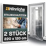 Hinrichs 2x Staubschutztür mit Reißverschluss - 220x120cm Staubschutztüren - Baufolie transparent Staubtür - Folientür mit Reißverschluss Abdeckfolie Maler - Staubschutzwand Dust Door