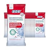 SOS Desinfektionstücher INTENSE für Hände + Flächen | biologisch abbaubar | beseitigen 99,99% der Bakterien, Pilze und Viren* (zB Herpes- Grippe- und Noroviren) | 25 x10 Tücher