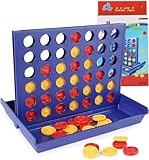 DERAYEE 4 gewinnt,Reisespiele,Brettspiel,Vier Gewinnt Spiel für Kinder，2 Spieler ab 6 Jahren（Blau）