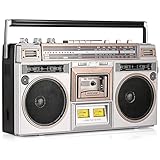 Tragbarer Kassettenspieler Boombox mit AM/FM-Radio, Stereo-Lautsprechern, USB/SD-Unterstützung für Vintage-Musikliebhaber