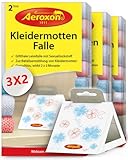 Aeroxon Kleidermottenfalle - Effektiver Mottenschutz für Kleiderschrank und Lagerungen im Dreierpack, 6 Stück - Bekämpft Kleidermotten und schützt Kleidung langfristig