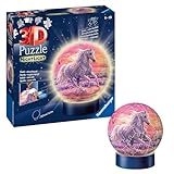 Ravensburger 3D Puzzle 11843 - Nachtlicht Puzzle-Ball Pferde am Strand - 72 Teile - ab 6 Jahren, LED Nachttischlampe mit Klatsch-Mechanismus, Pferde Geschenk für Mädchen und Jungen