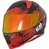 Broken Head Jack S. V2 Pro Rot - Integral-Helm Set Mit Zwei Visieren (Rot Verspiegelt + Klar) Sport Motorradhelm (M 57-58 cm)
