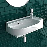 Alpenberger Waschbecken Bad Waschtisch 45 cm Breit Eckig Oval | Handwaschbecken Kleines Waschbecken Gäste WC & Badezimmer | Hängewaschbecken für Waschplätze | Gästewaschbecken Schmal Mini Waschbecken