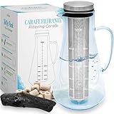 ORINKO Wasserreinigungsset – Binchotan Aktivkohlefilter Wasser 40 g & 15 EM-Keramikperlen mit 1,6 L Glaskaraffe – Natürliche Wasserfiltration
