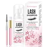 Wimpernshampoo Wimpernschaum Cleanser mit Reinigungsbürste Wimpernreiniger für Wimpernverlängerung Schaumwäsche Lash Shampoo für Zuhause und Salon Gebrauch 100ML
