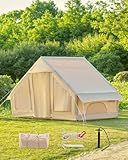 DARTMOOR Aufblasbares Campingzelt mit Pumpe 4-6 Personen Tragbares Familienzelt 3×2,1×2,1m Wasserdichtes Glamping Zelt 4-Jahreszeiten Oxford Kabinenzelt mit Fliegengitter & Türen für Camping Wandern