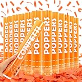 Konfetti-Kanonen, Orange, 12 Stück, Party-Popper-Shooter, 30,5 cm, Confftti-Kanonen, startet 6,1–7,6 m, biologisch abbaubare Konfetti-Popper für Geburtstag, Hochzeit, Abschlussfeier, Silvesterfeier