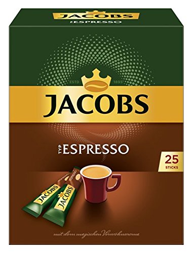 Jacobs löslicher Kaffee Espresso, 25 Instant Kaffee Sticks, 1 x 25 Getränke