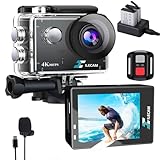 Xilecam Action Cam 4K WiFi/2,4G Fernbedienung 2 * 1350mAh Akku wasserdichte Kamera Unterwasser 131FT 4*Zoom Unterwasserkamera und Multifunktionales Zubehör