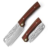 Omesio Messer Klappbeil - Großes Zweihand-Klappmesser, legales und geeignetes Outdoor-Cleaver-Messer für Kochabenteuer mit Slipjoint-Arretierung, G10 Griffmaterial und 4Cr14 Klingenstahl