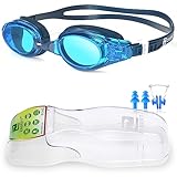 ZABERT Schwimmbrille, W5 Schwimmbrillen für Erwachsene Herren Damen Männer Frauen Kinder 8+ Jahre Schwimmen Brille Antibeschlag UV Schutz Groß Triathlons Wettkämpfe Schwimmbrille Blau Blue