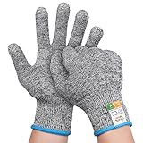 Schnittfeste Handschuhe Leistungsfähiger Level 5 Schutz,Arbeitshandschuhe,Küchen Handschuhe,lebensmittelecht.Für den täglichen Gebrauch Gartenbau/Baustelle/Küche-1 Paar (M-Blau)