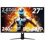 Z-Edge 27 Zoll 240Hz Gaming Monitor 2K QHD IPS Monitor 1ms 2560x1440 LED Monitor, 400cd/m² Helligkeit, HDR10, FreeSync, DisplayPort(240Hz), HDMI(144Hz), VESA Kompatibel - Schwarz