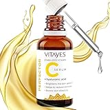 Vitayes hochwertiges Vitamin C Serum mit Hyaluronsäure, 30ml, hochdosiert, vegan, Augenpartie, Anti Falten/Age, gegen Pigmentflecken, Bio Pflegeprodukt, ohne Plastik