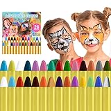 ACWOO Kinderschminke Set, 28 Farben Gesichtsfarbe Schminkstifte Bodypaint Schminkpalette für Faschingsschminke Kinder Fasching Schminke Karneval Halloween Körpermalfarben Glitzer Buntstifte