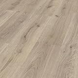 KRONOTEX Laminat Boden Trend Eiche Grau 6 mm - Superior Basic, Landhausdiele, moderne Holzoptik, pflegeleicht, strapazierfähig, einfache Klick-Verbindung | 193 x 1376 mm | Trend Eiche grau - Eiche