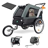 DAISTERN Fahrradanhänger Hunde bis 45KG, 3 in 1 Hundeanhänger Gefedert für Fahrrad & Hundebuggy mit Bequemes Sitzkissen, Verdicktes Oxford-Gewebe, Mehrfach-Bremse, Anhängerkupplung für Fahrrad E-Bike