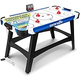 SereneLife Airhockey Tisch mit Luft - Air Hockey Spieltisch mit 700mA Motor, Tisch Hockey mit LED- Punktezähler Anzeige & Zubehör - 4X Pushers & 2X Pucks, Kompakt & Stabil für Kinder & Erwachsene