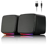 Vicloon PC Lautsprecher, kleine PC Boxen mit 3,5mm Klinkenstecker, USB-Stromversorgung, 3W, Stereo Sound, Aktive Boxen für Computer, Laptop, Notebook, Smartphone, Tablet, 1 Paire, Schwarz