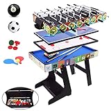 OYE 4FT Zusammenklappbar multifunkniertes Tischspiel - Tischfußball(Tischkiker)/Tischtennis/Air Hockey/Billard-Tisch, MDF, 124 * 82 * 61CM (4 in 1 Game Table)