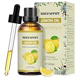 Migcaput Ätherische Öle Zitronenöl 100ml, Kaltgepresst aus Zitronen, 100% Naturrein Lemon Oil Ätherisches Öl Duftöle für Diffuser, Luftbefeuchter, Aromatherapie, Seifen, Kerzen