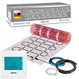 VILSTEIN Elektrische Fußbodenheizung 200W/m², für Fliesen Laminat und mehr, Komplett-Set, TWIN Technologie Heizsystem, Fußboden Heizmatte, 3.0x0.5m - 1.5qm