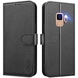 UITUIM Handyhülle für Samsung Galaxy S9 (Nicht für S9+), Klapphülle Leder Hülle Klappbar Flip Case Cover mit Magnet Kartenfach Geldbörse Ständer Etui Schutzhülle Handytasche für Samsung S9,Schwarz