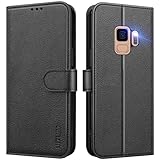 UITUIM Handyhülle für Samsung Galaxy S9, Klapphülle Leder Hülle Klappbar Flip Case Cover mit Magnet Kartenfach Geldbörse Ständer Tasche Etui Schutzhülle Handytasche für Samsung Galaxy S9,Schwarz