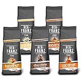 Der-Franz Kaffee Pack, ganze Bohne, aromatisiert, 5 x 500 g (1 x Haselnuss, 1 x Vanille, 1 x Schokolade, 1 x Zimt, 1 x Karamell)