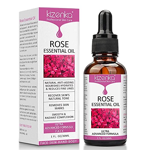 kizenka Rose Ätherisches Öl, Vitamin C Hautpflege, Anti-Aging-Falten aufhellen, perfekt für Aromatherapie, Entspannung, Hauttherapie & mehr! (100% REIN & NATÜRLICH - UNVERDÜNNT)